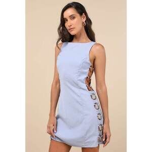 Lulus Decidedly Summery Light Blue Cutout Sleeveless O-ring Mini Dress - Size M